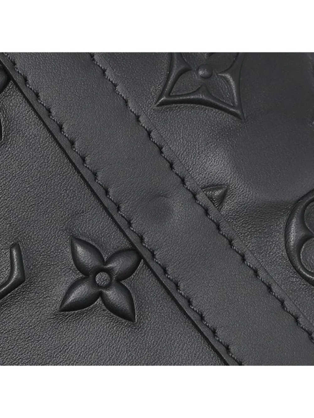 Louis Vuitton Shoulder Bag Trunk Leather Monogram Seal Black